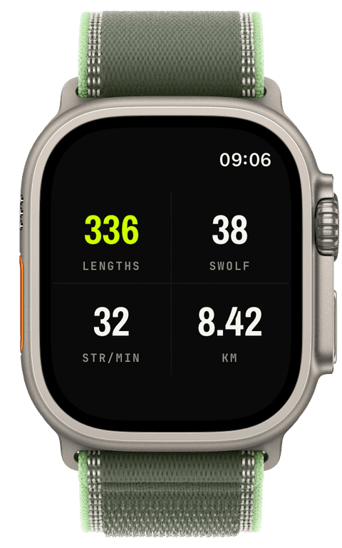 A pool swim with a four-metric swim dashboard