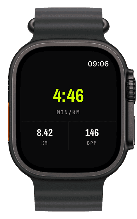 A Triad layout showing distance, time and heart rate